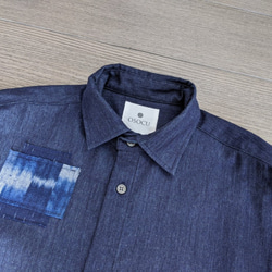 9着限定＜OSOCU×HandWorks＞備後節織 パッチワークデザイン レギュラーカラー シャツ 「解」 日本製 3枚目の画像