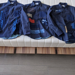 9着限定＜OSOCU×HandWorks＞備後節織 パッチワークデザイン レギュラーカラー シャツ 「解」 日本製 7枚目の画像