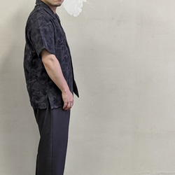 <ツムギラボ> サンプル販売 カモフラージュ ジャカード織 オープンカラーシャツ 8枚目の画像