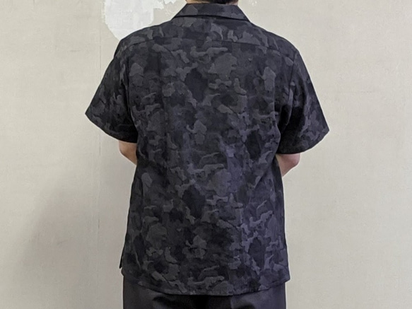 <ツムギラボ> サンプル販売 カモフラージュ ジャカード織 オープンカラーシャツ 9枚目の画像