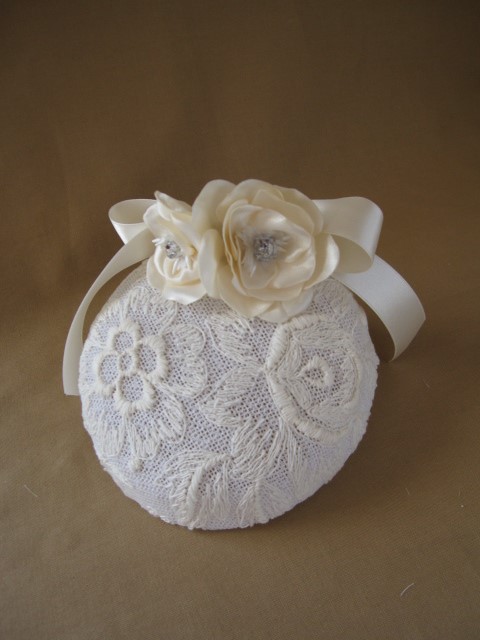 コットンレースリボンコサージュトーク帽