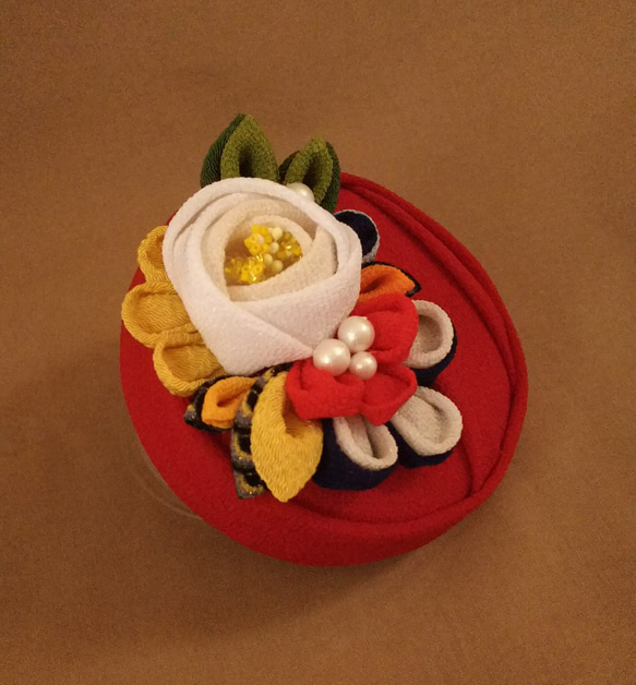 和装花飾りトーク帽 ２   受注制作品 3枚目の画像