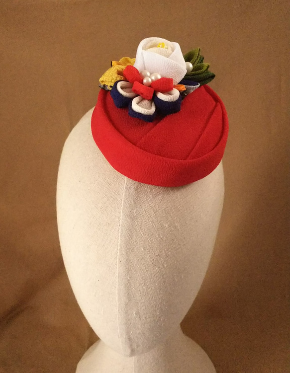 和装花飾りトーク帽 ２   受注制作品 9枚目の画像