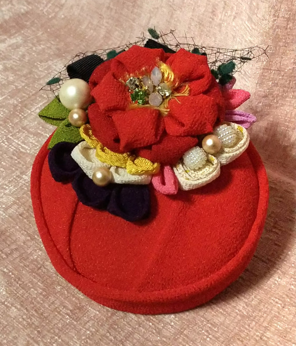 成人式卒業式挙式用和装花飾りトーク帽   01 受注作品 10枚目の画像