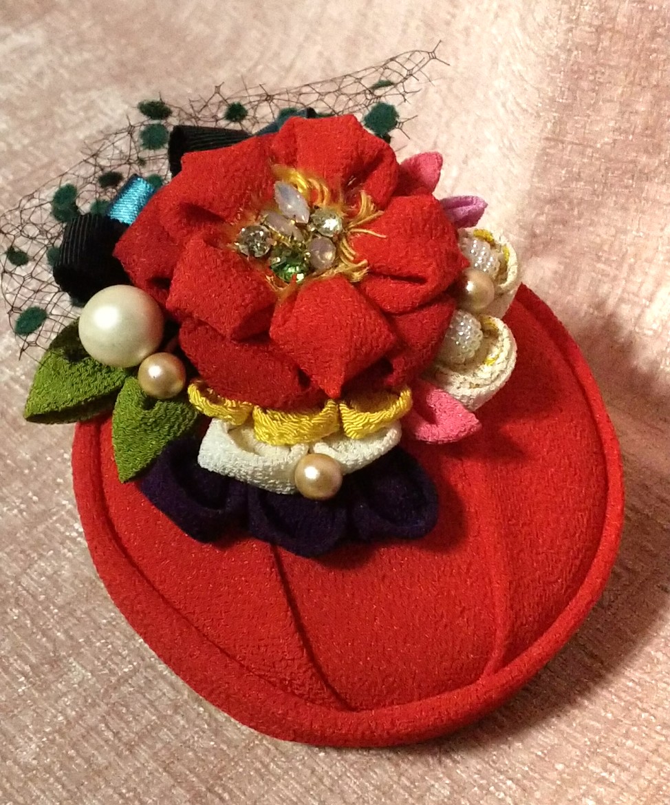 成人式卒業式挙式用和装花飾りトーク帽   01 受注作品