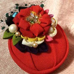 成人式卒業式挙式用和装花飾りトーク帽   01 受注作品 1枚目の画像