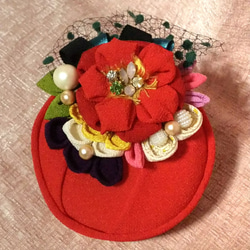 成人式卒業式挙式用和装花飾りトーク帽   01 受注作品 2枚目の画像
