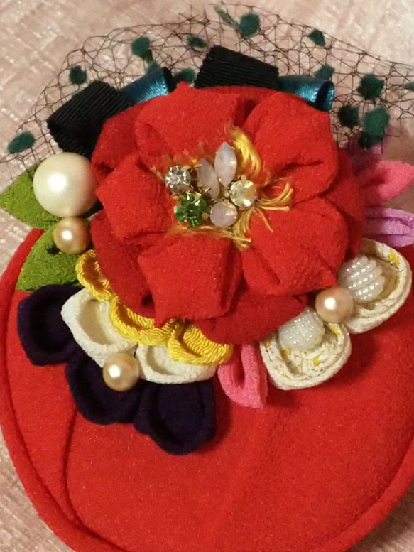 成人式卒業式挙式用和装花飾りトーク帽   01 受注作品 8枚目の画像