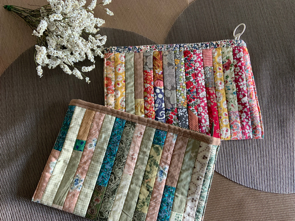 ஐ贈り物にも♡パッチワークキルトポーチ【Hyakumanen Bag ஐ贈り物にも♡パッチワークキルトポーチ【Hyakumanen Bag