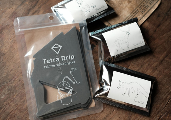 TetraDrip（ポリプロピレン）&森の住人達の珈琲豆セット 1枚目の画像