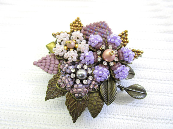 クリップ付ブローチ(purple flower) 4枚目の画像