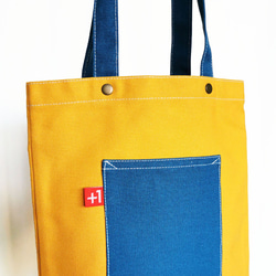 Plus 1 橙配水藍帆布日系袋/帆布包/托特包 Canvas Tote Bag 第4張的照片