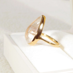 10.75ctヒマラヤ水晶とSV925の指輪（リングサイズ：12号、サイズ変更可、ピンクゴールドの厚メッキ、ふくりん） 5枚目の画像