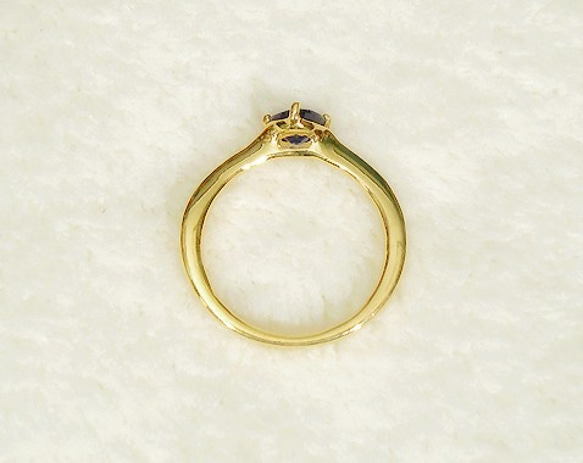 0.59ctカイヤナイトとSV925の指輪（リング：10.5号、K18イエローゴールドのメッキ、濃いロイヤルブルー） 9枚目の画像
