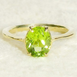 1.50ctのペリドットとSV925の指輪（リングサイズ：10.5号、K18YGメッキ、8月の誕生石、新緑色のグリーン） 3枚目の画像