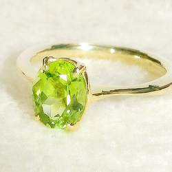 1.50ctのペリドットとSV925の指輪（リングサイズ：10.5号、K18YGメッキ、8月の誕生石、新緑色のグリーン） 4枚目の画像