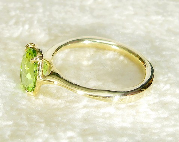 1.50ctのペリドットとSV925の指輪（リングサイズ：10.5号、K18YGメッキ、8月の誕生石、新緑色のグリーン） 8枚目の画像