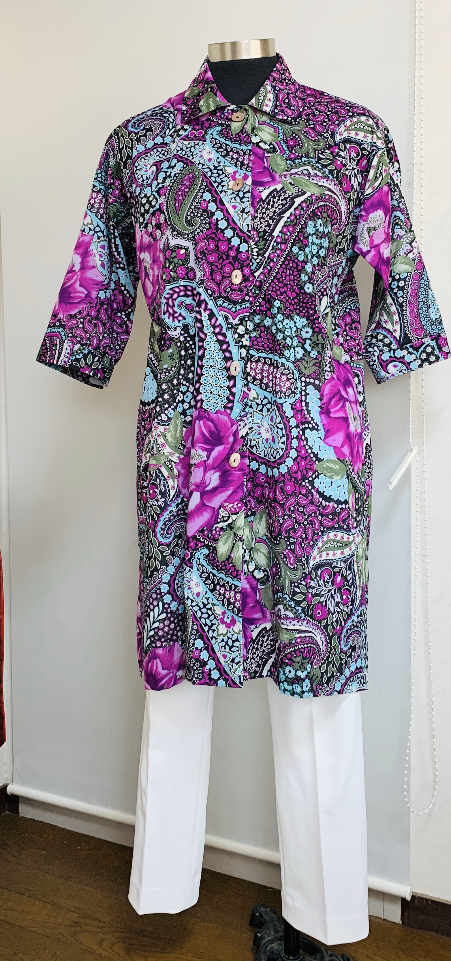 エトロ生地　シャツワンピース