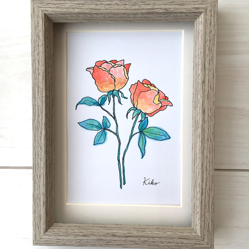 薔薇絵画額縁付き