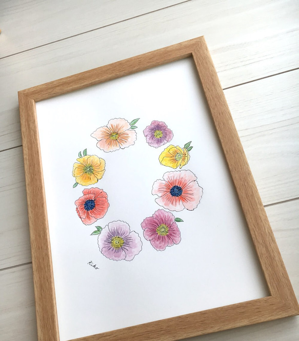 ポスター原画 poppyの花のリース 1枚目の画像