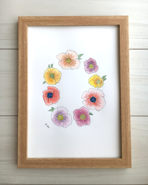 ポスター原画 poppyの花のリース 2枚目の画像
