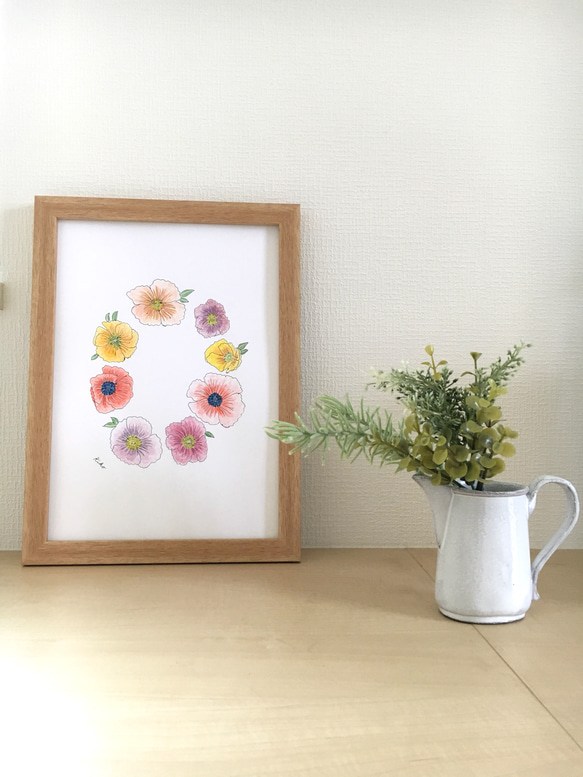 ポスター原画 poppyの花のリース 3枚目の画像