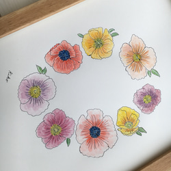 ポスター原画 poppyの花のリース 6枚目の画像