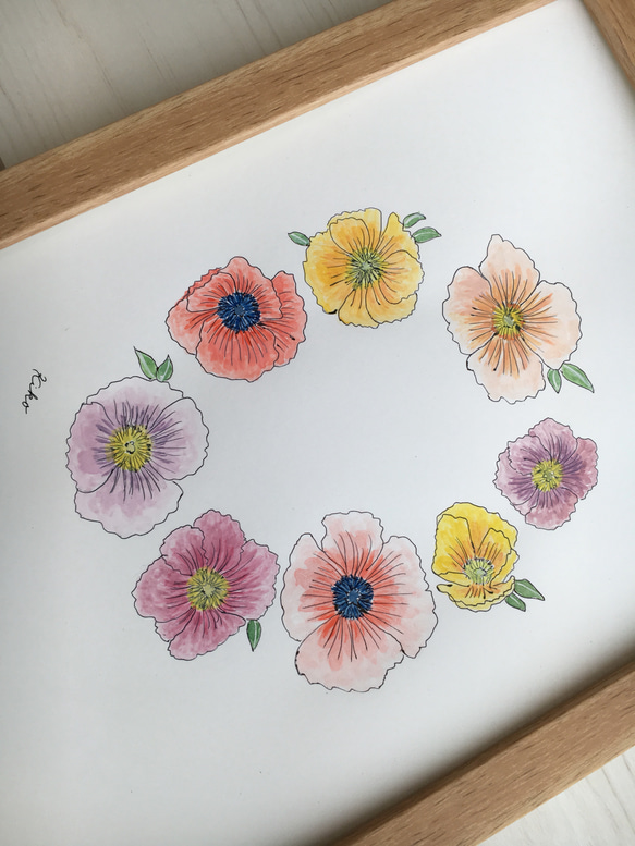 ポスター原画 poppyの花のリース 6枚目の画像
