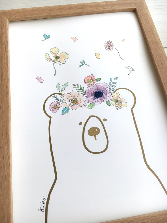 ポスター原画 クマと花かんむり② 4枚目の画像