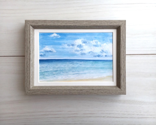 九里浜港を望む 水彩画 額縁付き 水彩原画【額縁付き】空と海 絵画 KIKO 通販 7386669｜Creema(クリーマ)