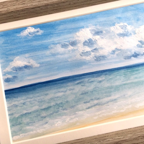水彩原画【額縁付き】空と海 絵画 KIKO 通販 7386669｜Creema(クリーマ)