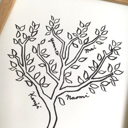 【名入れ可能】原画 家族の木 ファミリーボード モノトーン 3枚目の画像