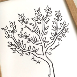 【名入れ可能】原画 家族の木 ファミリーボード モノトーン 4枚目の画像