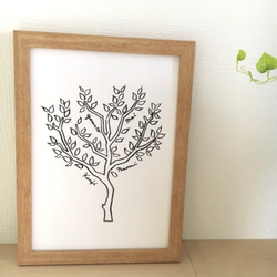 【名入れ可能】原画 家族の木 ファミリーボード モノトーン 6枚目の画像