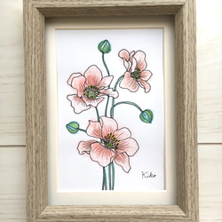 絵画　花　アネモネ　木製額装 絵画 花 アネモネ 木製額装