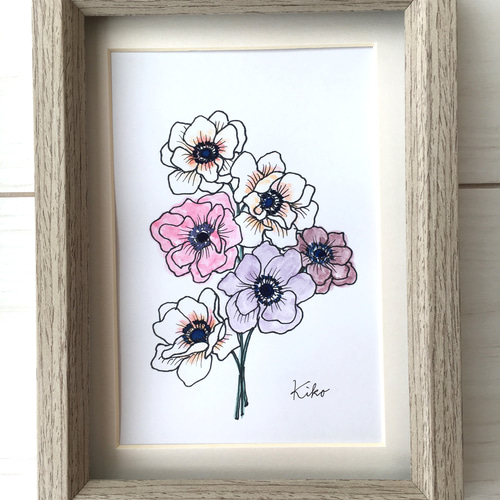 絵画】ボタニカルアート 「アネモネ」原画 【公式通販】