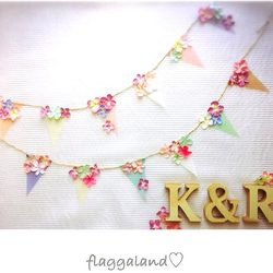 《再再再販♡》paper＊FLAG GARLAND.アンティーク《BLUE》 2枚目の画像