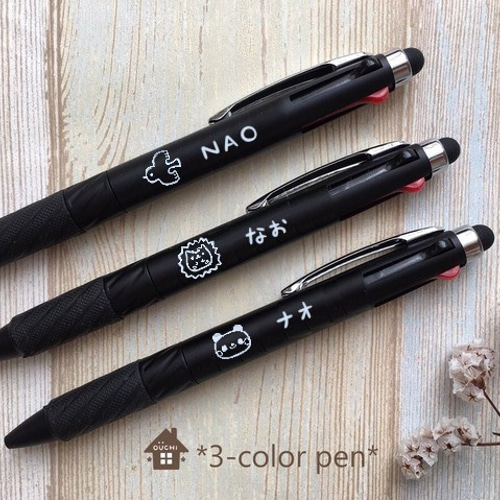 オーダーメイド*スマホタッチペン付き3色ボールペン ペン・筆記