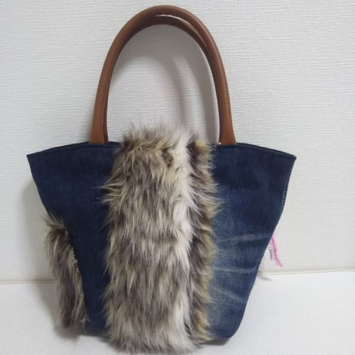 ファーバック デニム リメイク トートバック 【ジュンコキ】 トート