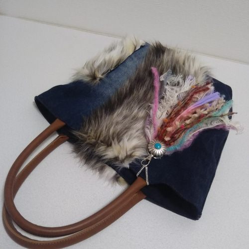 ファーバック デニム リメイク トートバック 【ジュンコキ】 トート