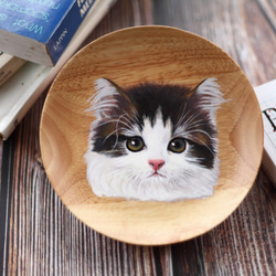 「唯想念」手工彩繪寵物肖像 原木圓盤 第1張的照片