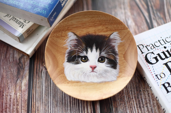 「唯想念」手工彩繪寵物肖像 原木圓盤 第1張的照片