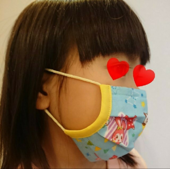 《夏マスク》幼児用 ノーズワイヤー入り立体プリーツマスク(受注制作) 3枚目の画像