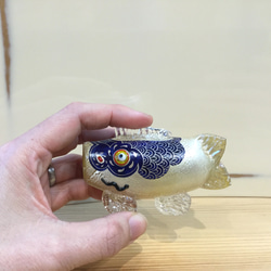 こいのぼり ガラス 鯉のぼり 端午の節句 青 その他置物 オバタ硝子工房