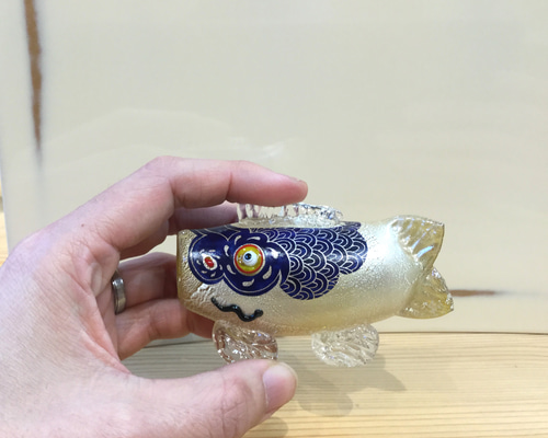 こいのぼり ガラス 鯉のぼり 端午の節句 青 その他置物 オバタ硝子工房