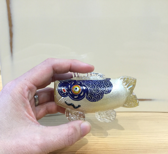 こいのぼり ガラス 鯉のぼり 端午の節句 青 その他置物 オバタ硝子工房