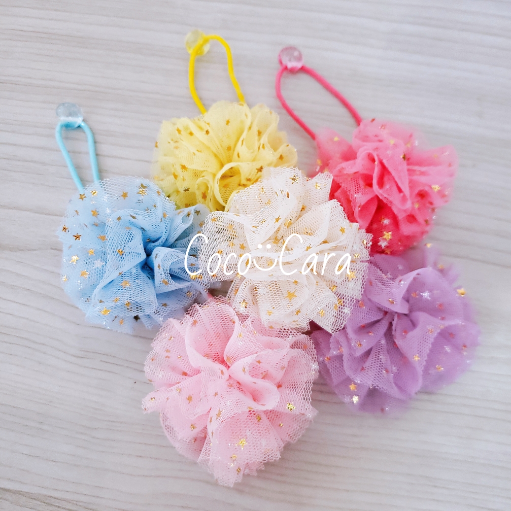 数理限定☆ポンポン♡ふわふわ♡チュールリボンヘアゴム☆2つで650円