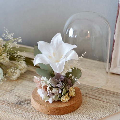ゆりの花　ガラス細工　ミニチュア ガラス細工 ユリの花（2輪）ミニチュア 雑貨 置物 小物 花