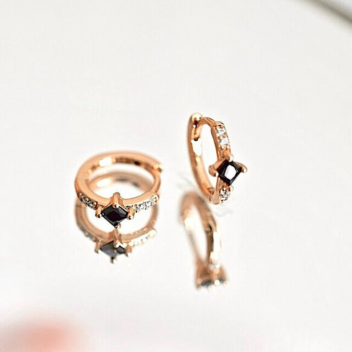REPOSSI ブラックフープピアス ダイヤ付き ピアス/イヤリング