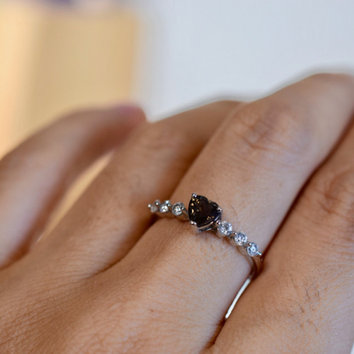 48-4 天然 煙水晶 茶水晶 スモーキークォーツ リング シルバー